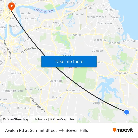 Avalon Rd at Summit Street to Bowen Hills map