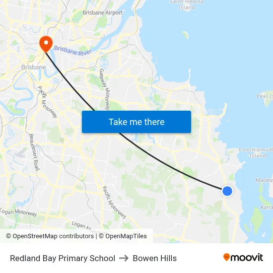 Redland Bay Primary School to Bowen Hills map