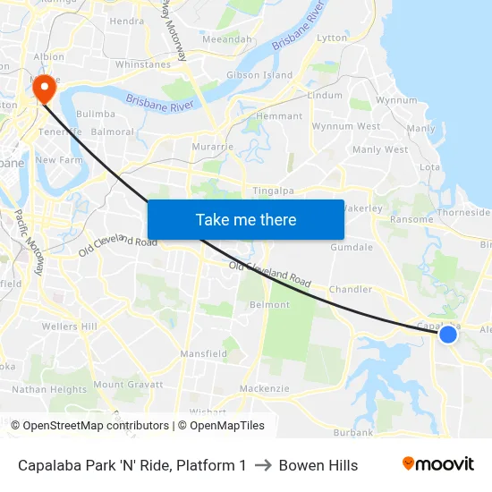 Capalaba Park 'N' Ride, Platform 1 to Bowen Hills map