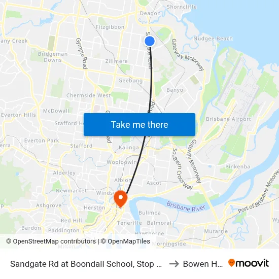 Sandgate Rd at Boondall School, Stop 20/21 to Bowen Hills map