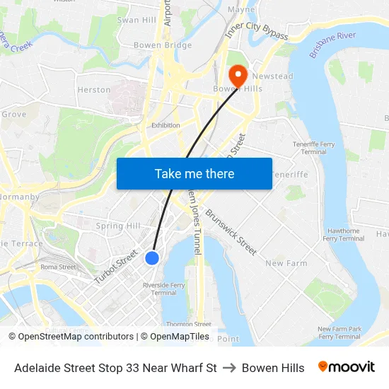 Adelaide Street Stop 33 Near Wharf St to Bowen Hills map