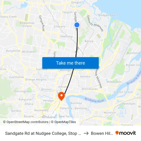 Sandgate Rd at Nudgee College, Stop 17 to Bowen Hills map