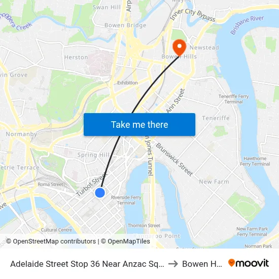 Adelaide Street Stop 36 Near Anzac Square to Bowen Hills map