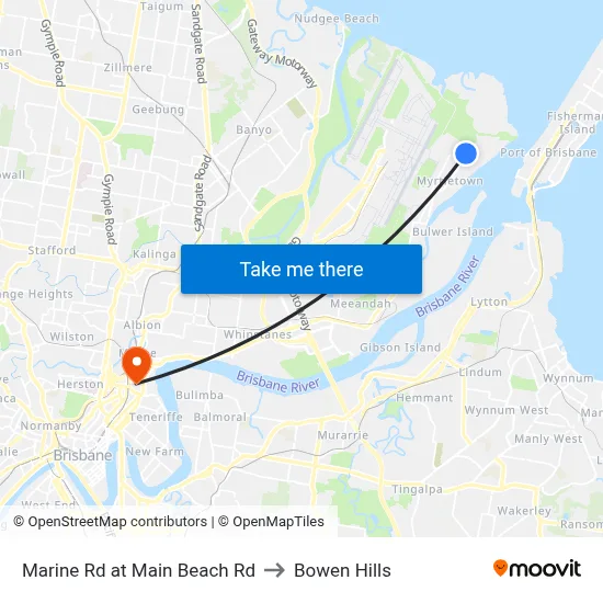Marine Rd at Main Beach Rd to Bowen Hills map
