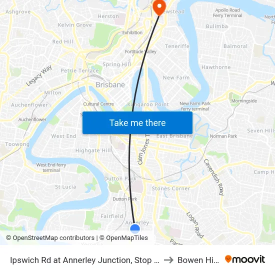 Ipswich Rd at Annerley Junction, Stop 22 to Bowen Hills map