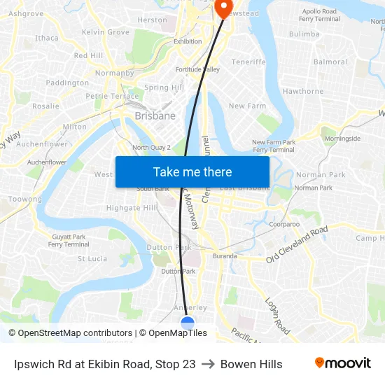 Ipswich Rd at Ekibin Road, Stop 23 to Bowen Hills map