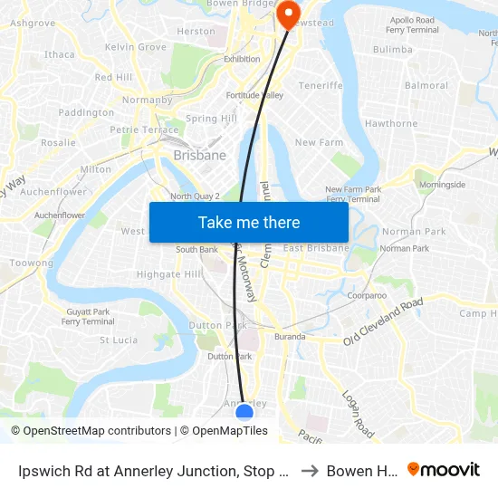 Ipswich Rd at Annerley Junction, Stop 22/21 to Bowen Hills map