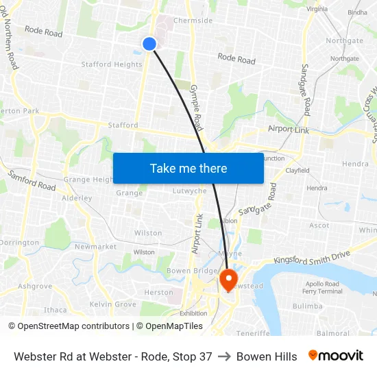 Webster Rd at Webster - Rode, Stop 37 to Bowen Hills map