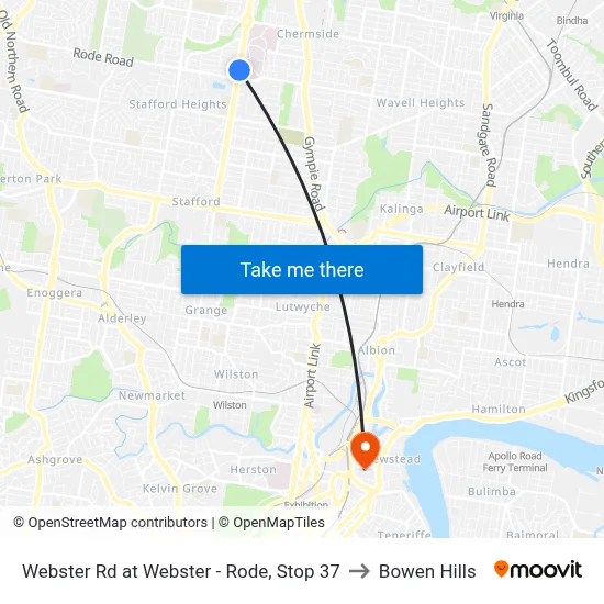 Webster Rd at Webster - Rode, Stop 37 to Bowen Hills map