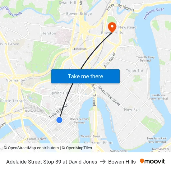 Adelaide Street Stop 39 at David Jones to Bowen Hills map