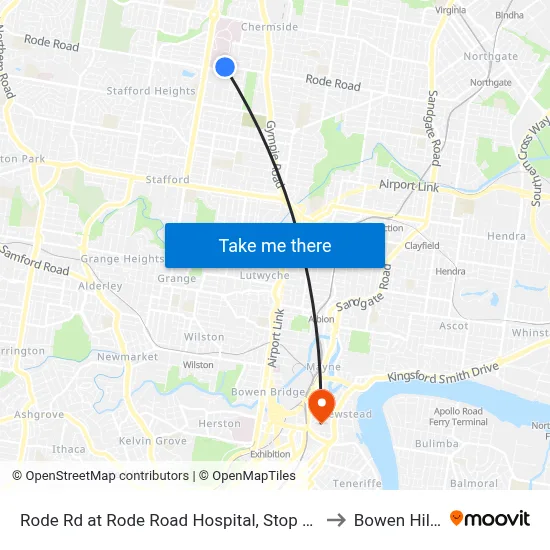 Rode Rd at Rode Road Hospital, Stop 36 to Bowen Hills map