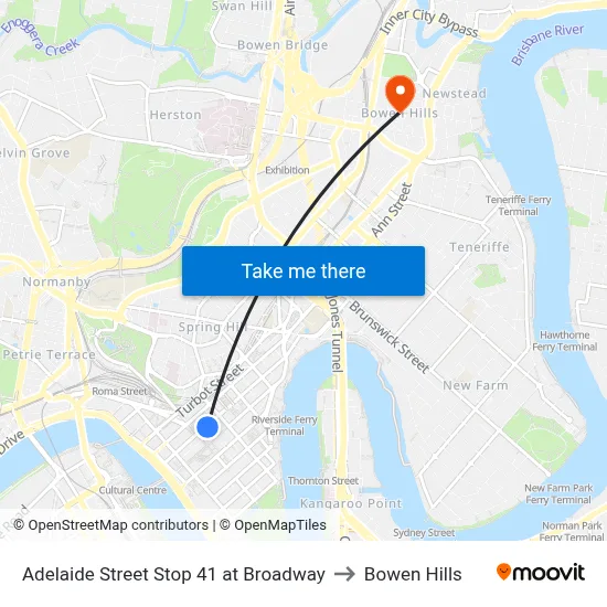 Adelaide Street Stop 41 at Broadway to Bowen Hills map