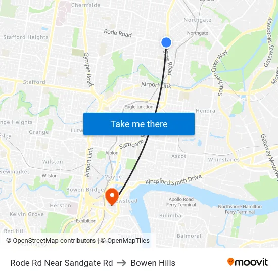 Rode Rd Near Sandgate Rd to Bowen Hills map