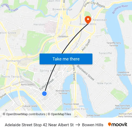Adelaide Street Stop 42 Near Albert St to Bowen Hills map