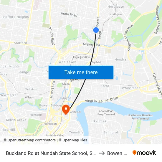 Buckland Rd at Nundah State School, Stop 38a to Bowen Hills map