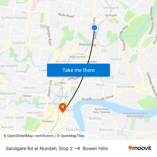 Sandgate Rd at Nundah, Stop 2 to Bowen Hills map