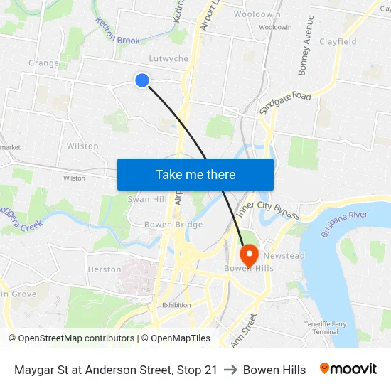 Maygar St at Anderson Street, Stop 21 to Bowen Hills map