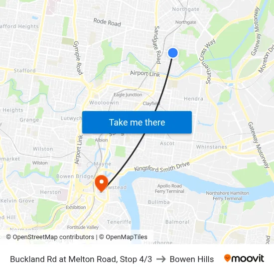 Buckland Rd at Melton Road, Stop 4/3 to Bowen Hills map
