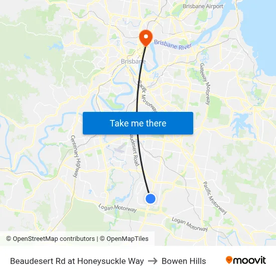 Beaudesert Rd at Honeysuckle Way to Bowen Hills map
