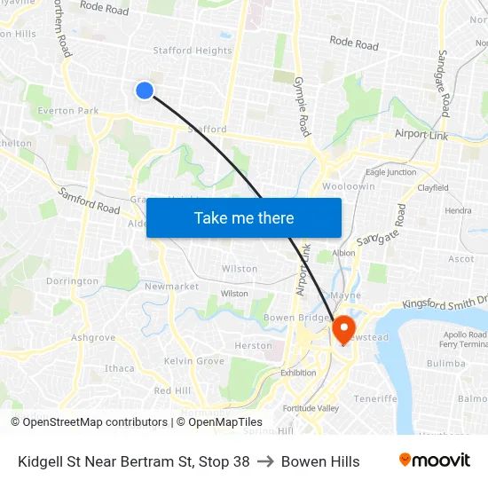 Kidgell St Near Bertram St, Stop 38 to Bowen Hills map