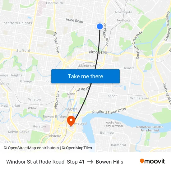 Windsor St at Rode Road, Stop 41 to Bowen Hills map