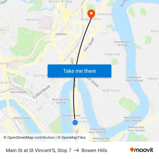 Main St at St Vincent'S, Stop 7 to Bowen Hills map
