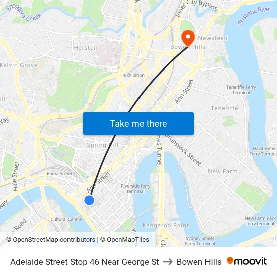Adelaide Street Stop 46 Near George St to Bowen Hills map