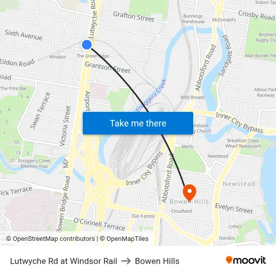 Lutwyche Rd at Windsor Rail to Bowen Hills map