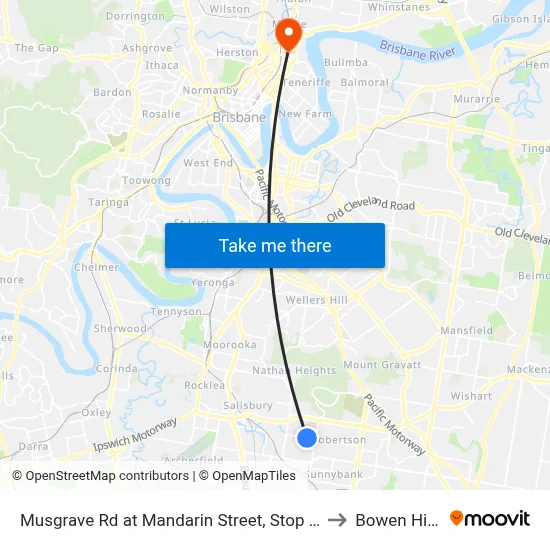 Musgrave Rd at Mandarin Street, Stop 54 to Bowen Hills map