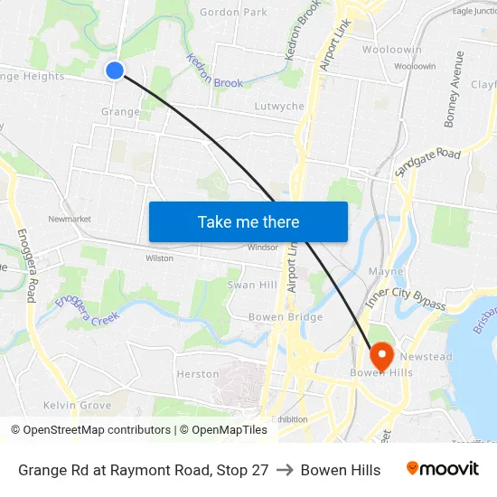 Grange Rd at Raymont Road, Stop 27 to Bowen Hills map