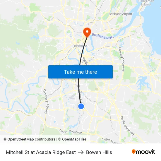 Mitchell St at Acacia Ridge East to Bowen Hills map