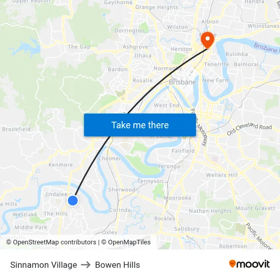 Sinnamon Village to Bowen Hills map