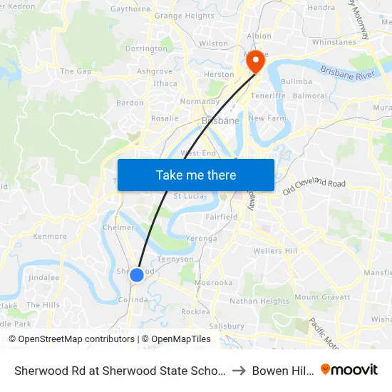 Sherwood Rd at Sherwood State School to Bowen Hills map