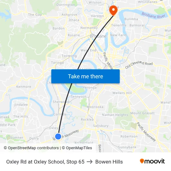Oxley Rd at Oxley School, Stop 65 to Bowen Hills map