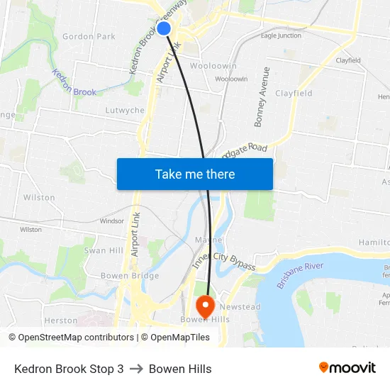 Kedron Brook Stop 3 to Bowen Hills map