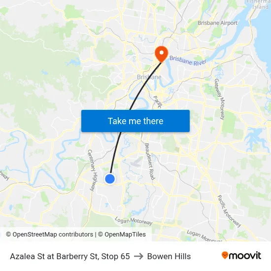 Azalea St at Barberry St, Stop 65 to Bowen Hills map