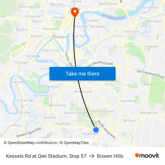 Kessels Rd at Qeii Stadium, Stop 57 to Bowen Hills map