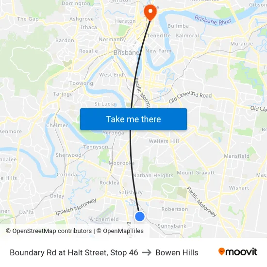 Boundary Rd at Halt Street, Stop 46 to Bowen Hills map