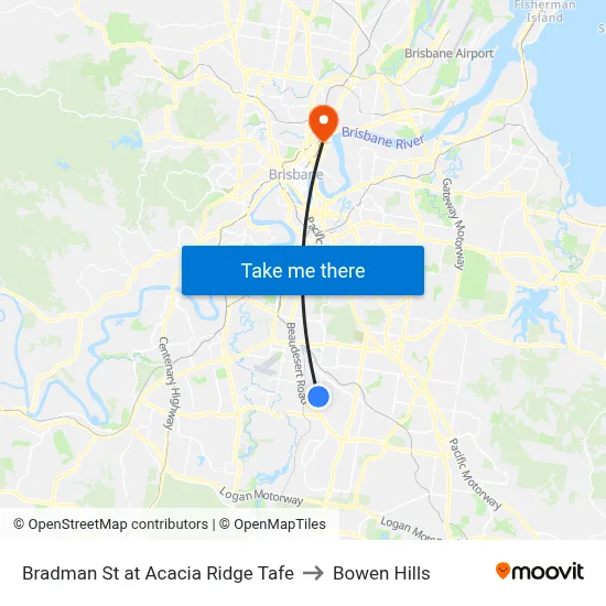 Bradman St at Acacia Ridge Tafe to Bowen Hills map