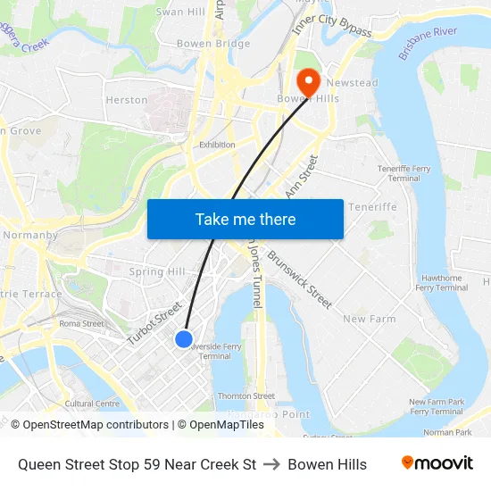 Queen Street Stop 59 Near Creek St to Bowen Hills map
