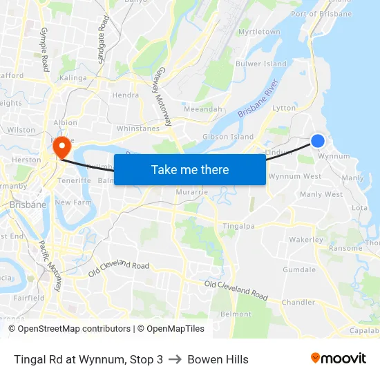 Tingal Rd at Wynnum, Stop 3 to Bowen Hills map