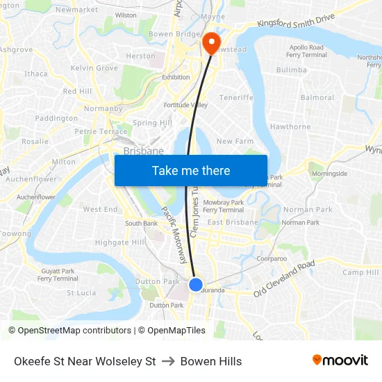 Okeefe St Near Wolseley St to Bowen Hills map
