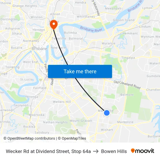 Wecker Rd at Dividend Street, Stop 64a to Bowen Hills map