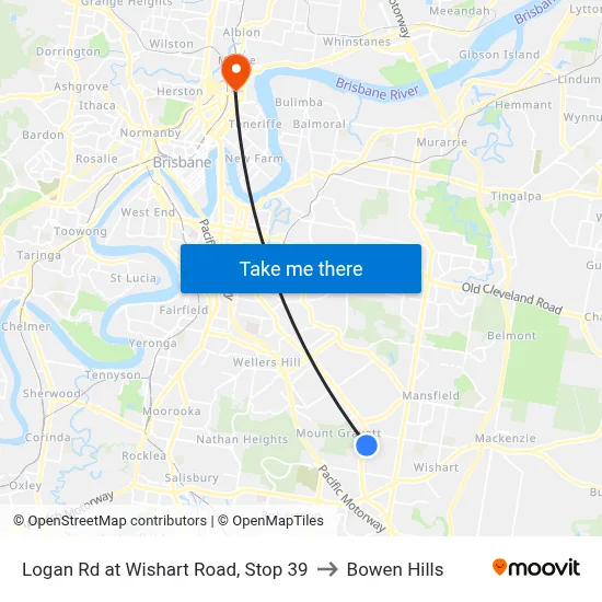 Logan Rd at Wishart Road, Stop 39 to Bowen Hills map