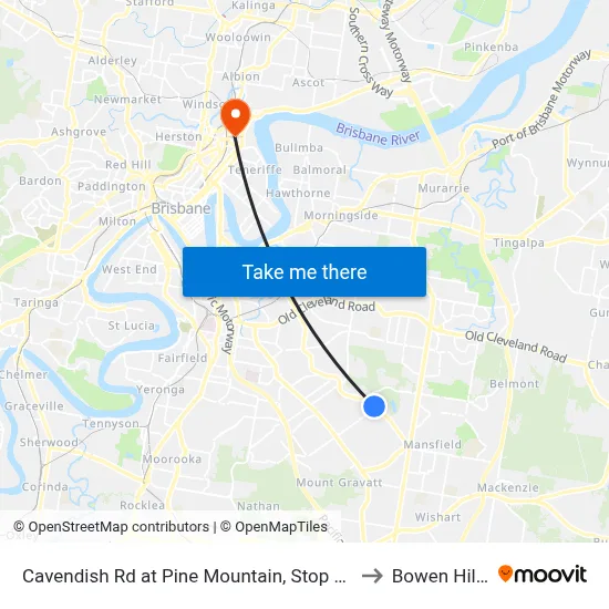 Cavendish Rd at Pine Mountain, Stop 52 to Bowen Hills map