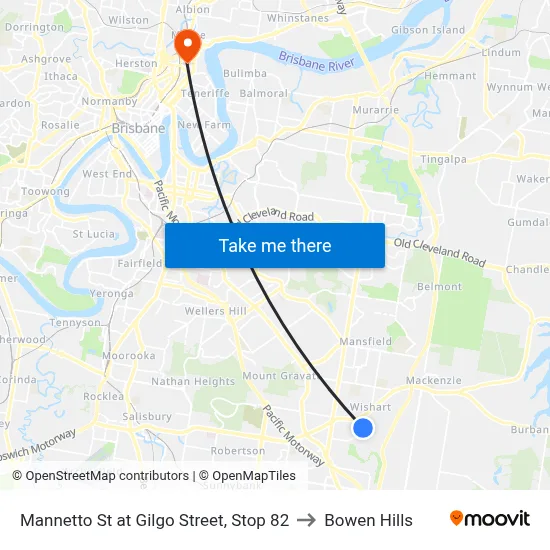 Mannetto St at Gilgo Street, Stop 82 to Bowen Hills map