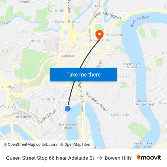 Queen Street Stop 66 Near Adelaide St to Bowen Hills map