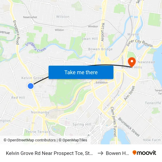 Kelvin Grove Rd Near Prospect Tce, Stop 13 to Bowen Hills map