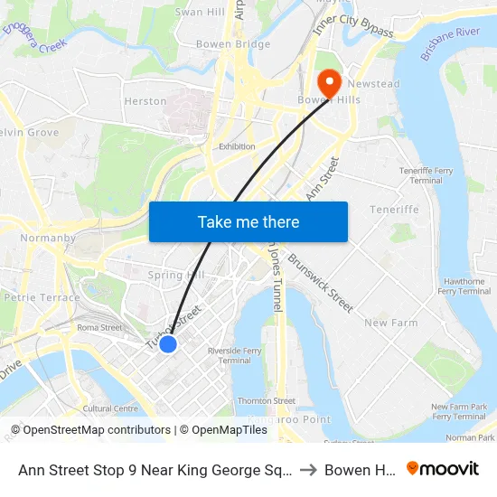 Ann Street Stop 9 Near King George Square to Bowen Hills map