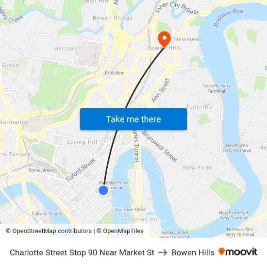 Charlotte Street Stop 90 Near Market St to Bowen Hills map